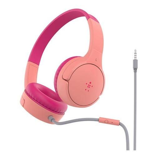 Belkin SoundForm Mini - Écouteurs avec micro - sur-oreille - filaire - jack 3,5mm - rose