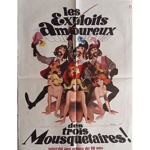 Affiche Cinéma Les Exploits Amoureux Des Trois Mousquetaires 1972 Erwin C. Dietrich Nanar Érotique Allemand 60 X 80 Cm