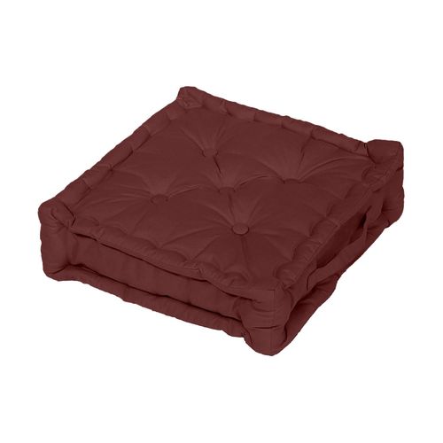 Coussin Tapissier En Coton 50x50x10 Cm Panama Brique, Par Soleil D'ocre