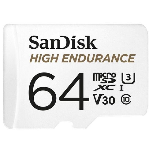 SanDisk High Endurance - Carte mémoire flash (adaptateur microSDXC vers SD inclus(e)) - 64 Go - Video Class V30 / UHS-I U3 / Class10 - microSDXC UHS-I