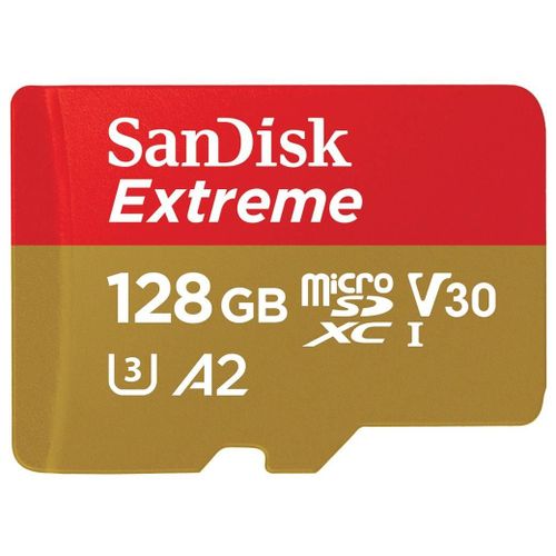 SanDisk Extreme - Carte mémoire flash - 128 Go - A2 / Video Class V30 / UHS-I U3 / Class10 - microSDXC UHS-I