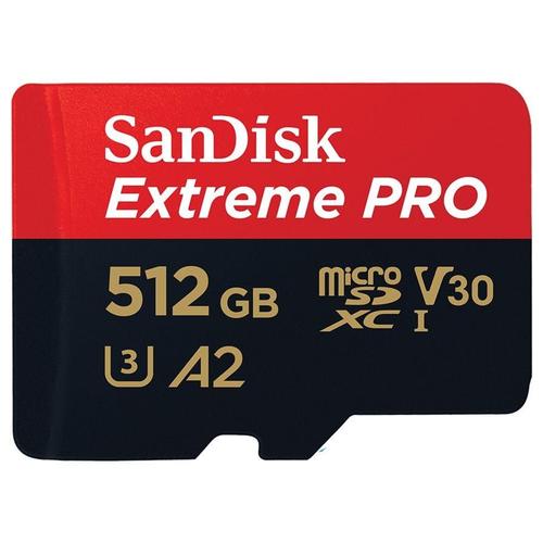 SanDisk Extreme Pro - Carte mémoire flash (adaptateur microSDXC vers SD inclus(e)) - 512 Go - A2 / Video Class V30 / UHS-I U3 / Class10 - microSDXC UHS-I