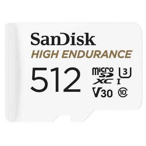 SanDisk High Endurance - Carte mémoire flash (adaptateur microSDXC vers SD inclus(e)) - 512 Go - Video Class V30 / UHS-I U3 / Class10 - microSDXC UHS-I