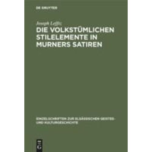 Die Volkstümlichen Stilelemente In Murners Satiren
