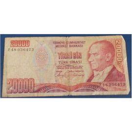 Billet De 20000 Livres De Turquie Datant De 1970- Billet Utilisé Et Usagé
