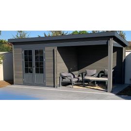 Abri De Jardin Green Outside En Composite Gris Monopente Surface Totale 18,5m² + Kit Anti-Tempête