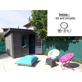 Abri De Jardin Green Outside En Composite Gris Monopente Surface Totale 10m² + Kit Anti-Tempête