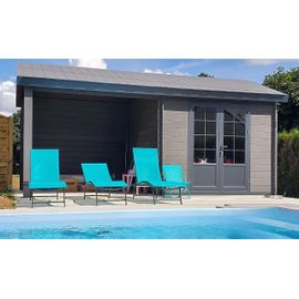 Abri De Jardin Green Outside En Composite Gris Double Pente Surface Totale 18,5m² + Kit Anti-Tempête