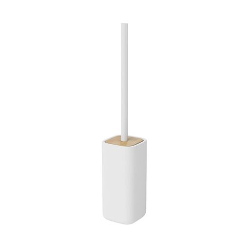 Pot à balai WC en céramique et bambou, blanc, GoodHome Cervia