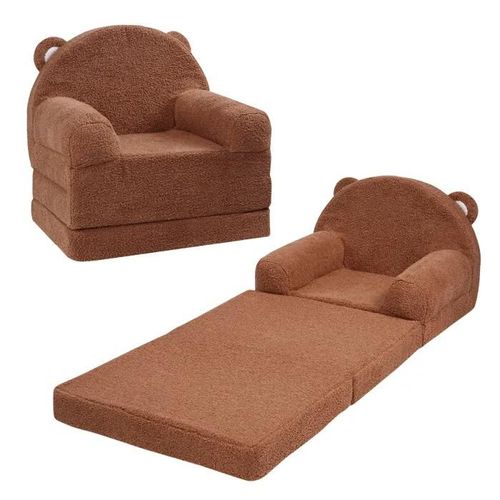 Fauteuil Pour Enfants Pliable-Vevor-Éponge 25d Haute Densité Souple Et Confortable-Pour Se Reposer, Salle De Jeux-Marron