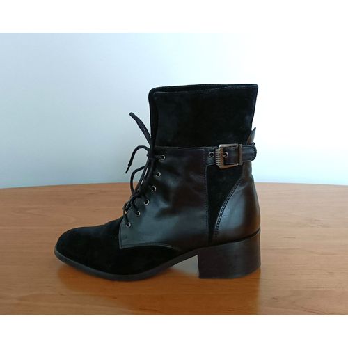 Bottines. Boots Noir. Cuir Et Nubuck. Idyllic. Pointure 38