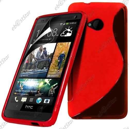 Ebeststar ® Etui Housse Coque S-Line Silicone Protection En Gel Pour Htc One M7, Couleur Rouge [Dimensions Precises De Votre Appareil : 137.4 X 68.8 X 9.33mm, Écran 4.7'']
