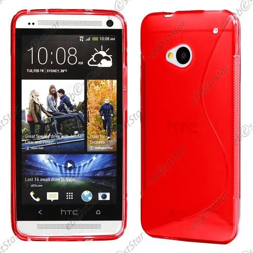 Ebeststar ® Pour Htc One M7 - Housse Etui Coque Silicone Gel Motif S-Line Protection Souple, Couleur Rouge [Dimensions Precises De Votre Appareil : 137.4 X 68.8 X 9.33mm, Écran 4.7'']