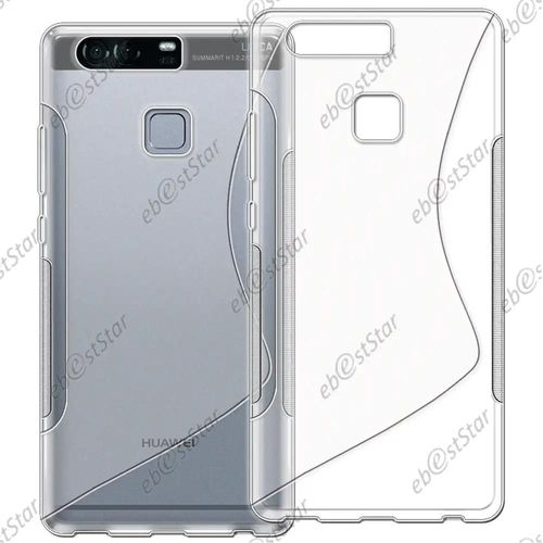 Ebeststar ® Film Protection Écran Verre Trempé + Coque S-Line Silicone Gel Housse Etui Protection Souple Pour Huawei P9, Couleur Transparent [Dimensions Precises De Votre Appareil : 145 X 70.9 X 7 Mm, Écran 5.2''] [Note Importante Lire Description]