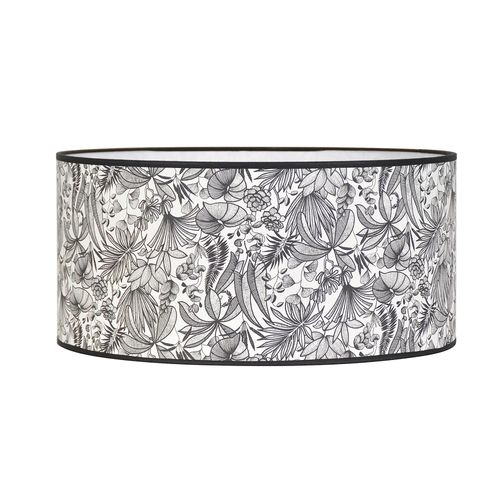 Abat-Jour Cylindre Imprimé Feuillage Java Noir Et Blanc Ø40cm Corep