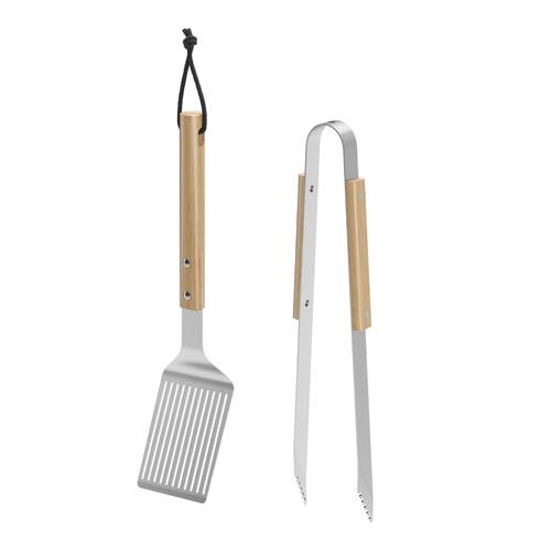 Pince et spatule manches en bois pour barbecue Blooma