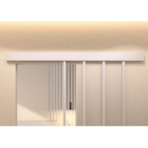 Kit porte coulissante en applique Atelier blanc chêne terra cadre en aluminium et verre transparent H 204 x 93 x 3,6 cm H 204 x 93 x 3,6 cm