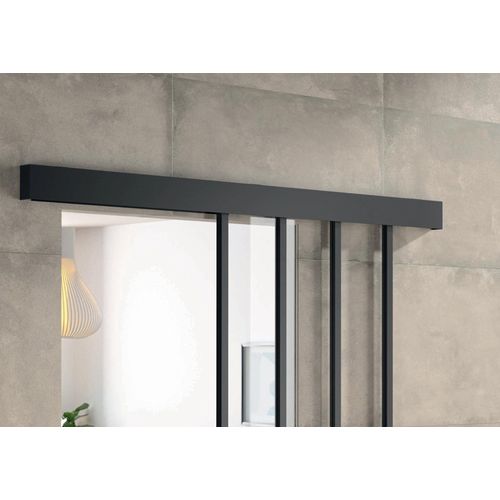 Kit porte coulissante en applique Atelier noir cadre en aluminium et verre transparent H 204 x 83 x 3,6 cm H 204 x 83 x 3,6 cm