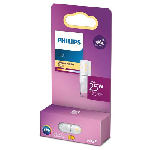 Ampoule Led Capsule G9 220lm 1.9w = 25w Ip20 Blanc Chaud Philips