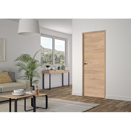 Bloc Porte Reversible chêne clair Rio Huisserie Noire H. 204 X 73 X 4 Cm