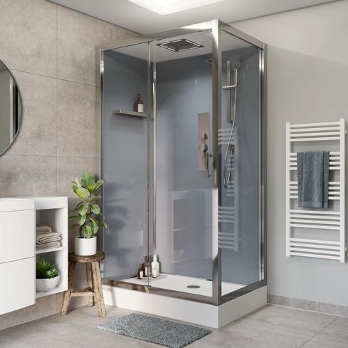 Cabine de douche hydromassante droite chromé GoodHome Beloya 90 x 110 cm