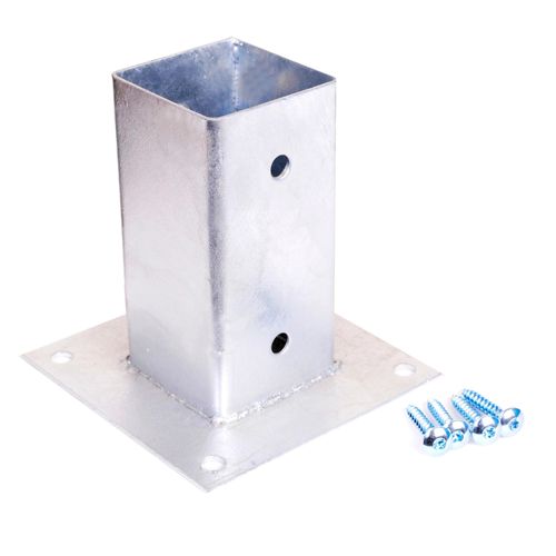 Base Pour Poteau À Fixer Galvanisé L.7 X L.7 X P.15 X Ep.0,2 Cm 4 Vis