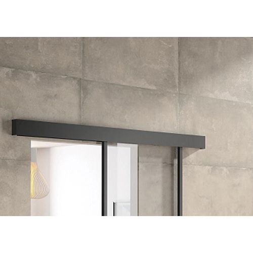 Kit porte coulissante en applique Contemporain noir chêne terra cadre en aluminium et verre transparent H 204 x 93 x 3,6 cm H 204 x 93 x 3,6 cm