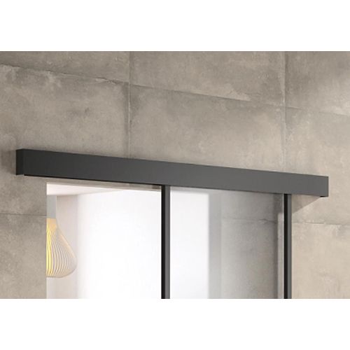 Kit porte coulissante en applique Contemporain noir chêne terra cadre en aluminium et verre dépoli Blanc H 204 x 73 x 3,6 cm H 204 x 73 x 3,6 cm