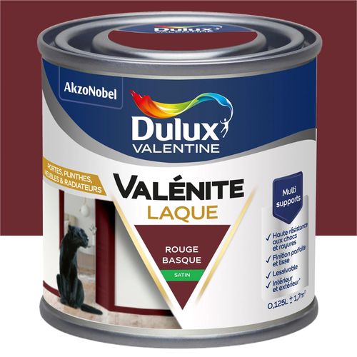 Laque acrylique Valénite Dulux Valentine rouge basque satin 0,125L