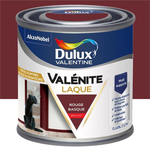 Laque acrylique Valénite Dulux Valentine rouge basque brillant 0,125L