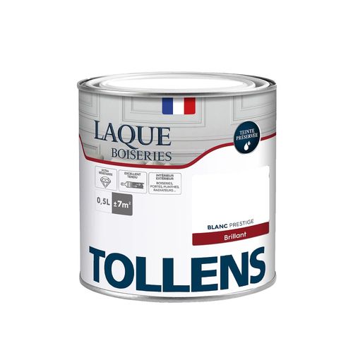 Laque boiseries et métal Tollens brillant blanc prestige 500ml