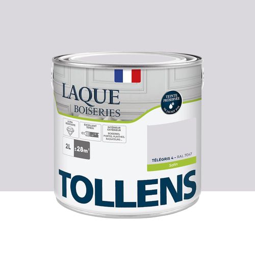Laque boiseries et métal Tollens satin télégris 4 RAL 7047 2L
