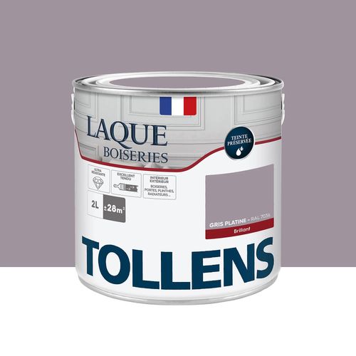 Laque boiseries et métal Tollens brillant gris platine RAL 7036 2L