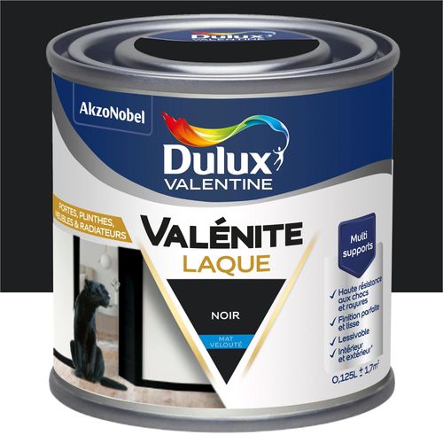Laque acrylique Valénite Dulux Valentine noir mat velouté 0,125L