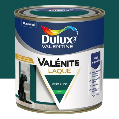 Laque Valénite Dulux Valentine Acrylique satin vert emeraude 500ml