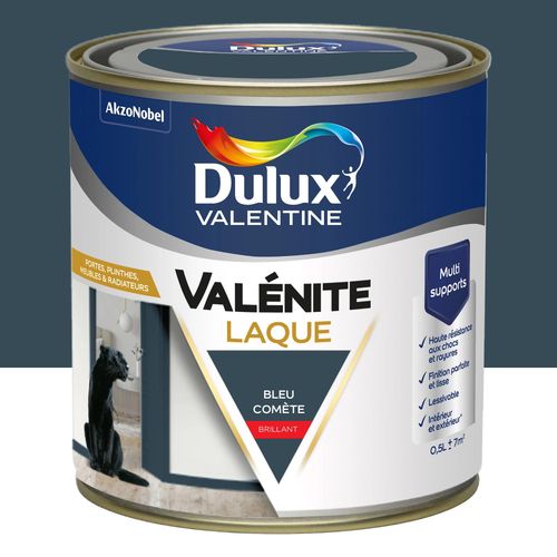 Laque acrylique Valénite Dulux Valentine bleu comète brillant 500ml