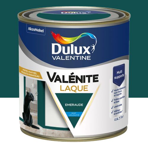 Laque acrylique Valénite Dulux Valentine vert emeraude velouté mat 500ml