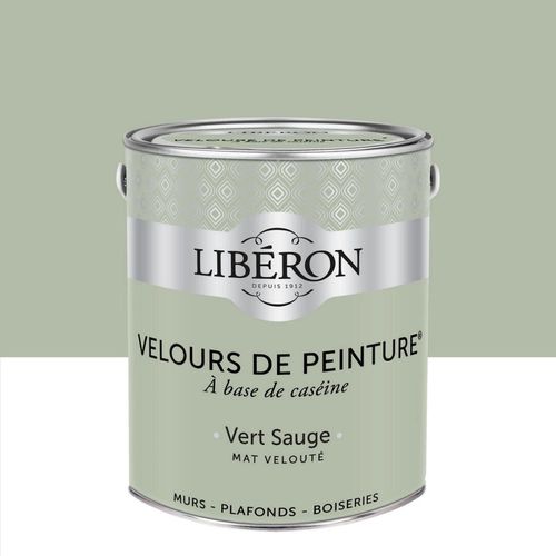 Peinture multisupport murs, plafonds et boiseries Velours de peinture vert sauge Libéron 2,5L