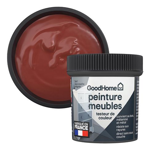 Testeur de peinture pour meubles bois, mélaminé et métal GoodHome mat rouge Fulham 80ml