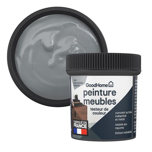Testeur de peinture pour meubles bois, mélaminé et métal GoodHome satin argent Beverly Hills 80ml
