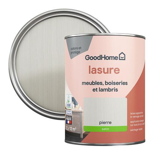 Lasure meubles, boiseries et lambris GoodHome gris pierre satin 1L