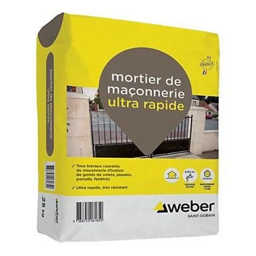 Mortier de maçonnerie ultra-rapide Weber 25kg