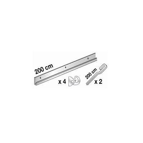 Kit cimaise en aluminium argenté, 2m.