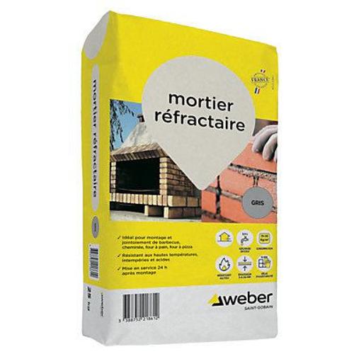 Mortier réfractaire colori gris Weber sac de 25kg