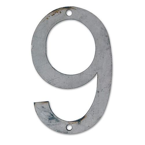 Chiffre de rue à visser et à peindre modèle "9" police Arial en acier Chapuis H.120 mm