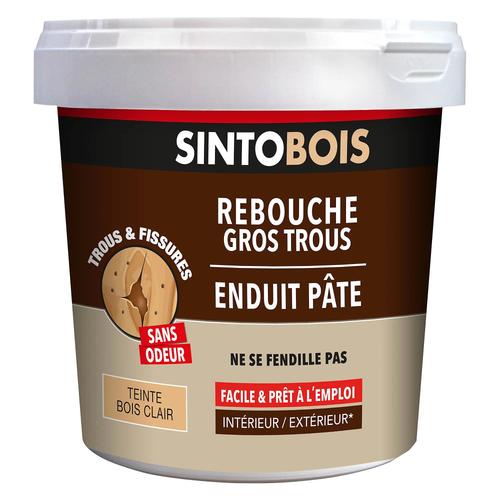 Enduit pâte rebouche gros trous Sintobois bois clair 2kg