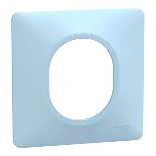 Plaque de finition 1 poste Schneider Electric Ovalis S320702C coloris bleu azurin l.87 x P.10 x H.87 mm