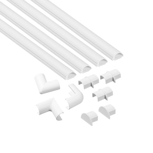Kit moulure semi-circulaire D-Line 20 x 10 mm blanc avec accessoires, lot de 4