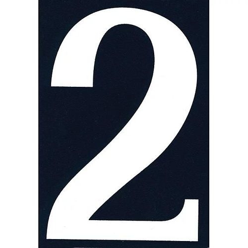Numéro de rue autocollant imprimé "2" en polychlorure de vinyle (PVC) Chapuis l.75 x H.110 mm