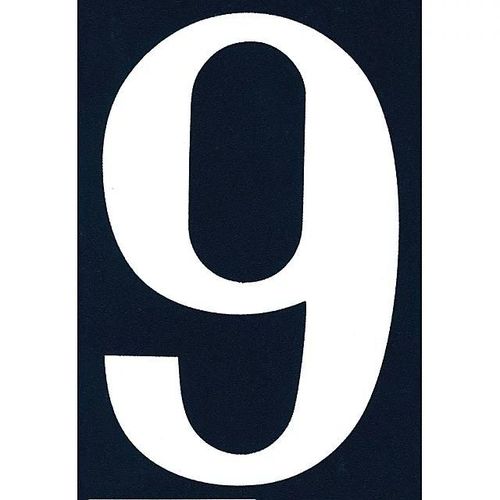 Numéro de rue autocollant imprimé "9" en polychlorure de vinyle (PVC) Chapuis l.75 x H.110 mm